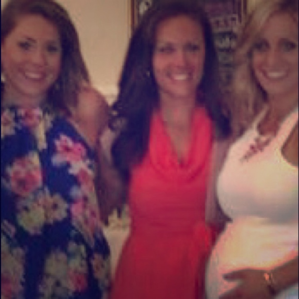 Coral and tan dress